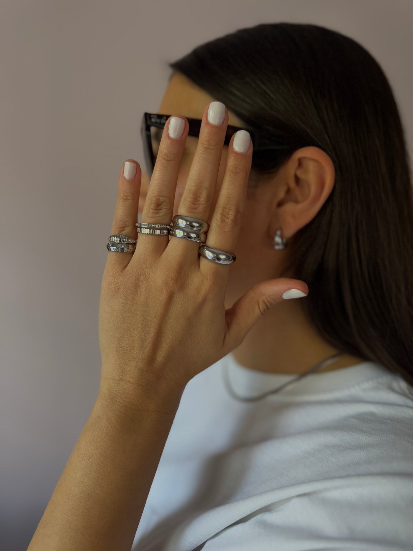 Ribbed Silver Band