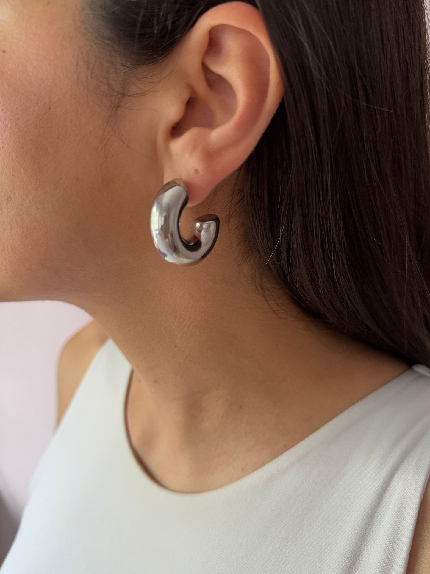 Alma Silver Hoops