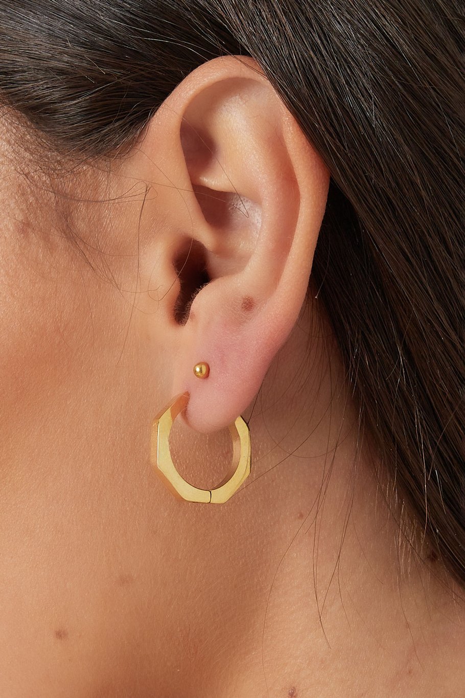 Hexagon Golden Hoops
