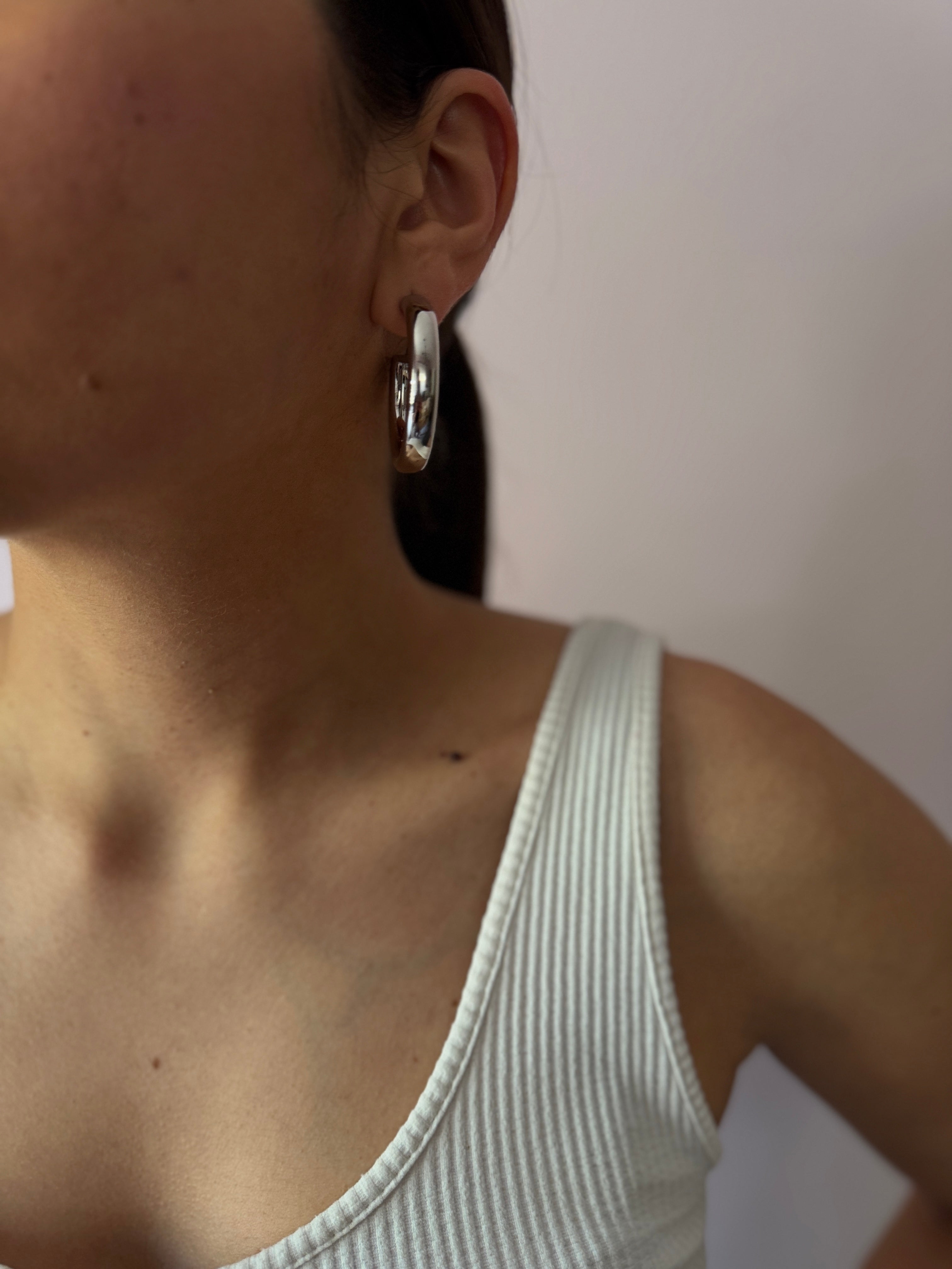 Chunky Silver Hoops