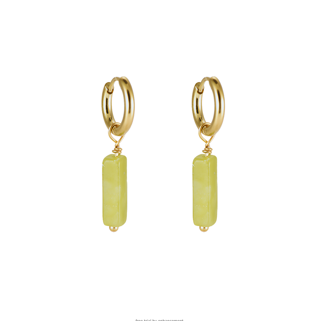 Green Drop Huggie Earrings