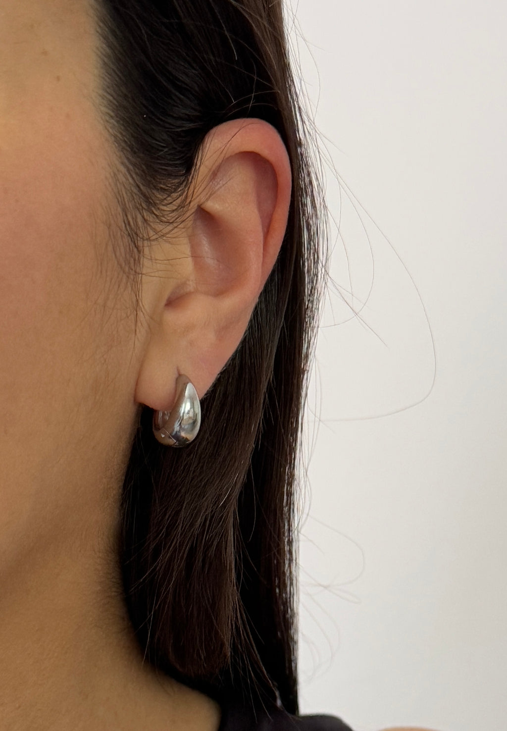 Tear Drop Silver Huggies