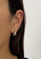 Tear Drop Silver Huggies