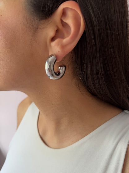 Alma Silver Hoops