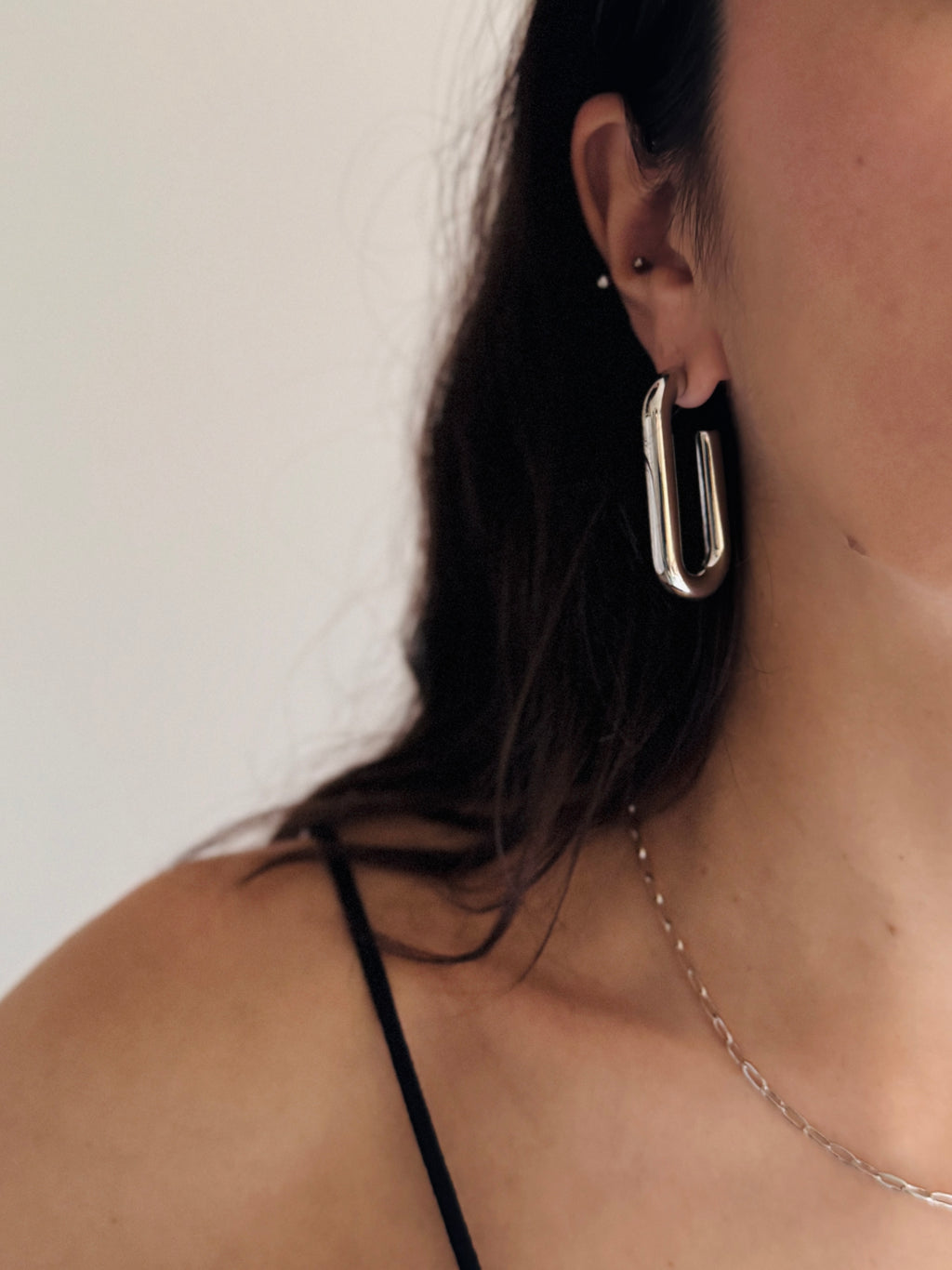 Kayla Chunky Oval Large Hoop Earrings