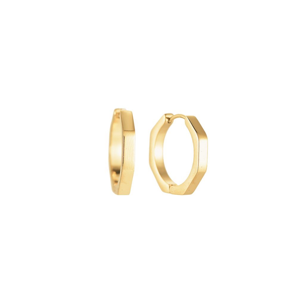 Hexagon Golden Hoops