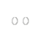 Hexagon Silver Hoops